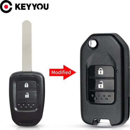 KEYYOU 2 Buttons Modified Flip Folding Car Remote Key Shell Case For Honda FIT XRV VEZEL CITY JAZZ CIVIC HRV Auto Key Case Cover