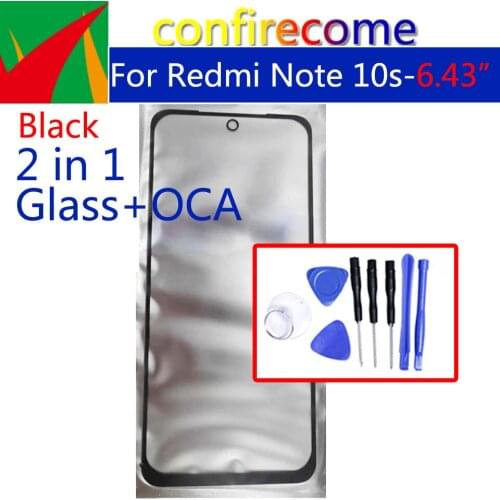 For Xiaomi Redmi Note 10S LCD Front Touch Screen Panel Glass Outer Lens With OCA Glue Replacement