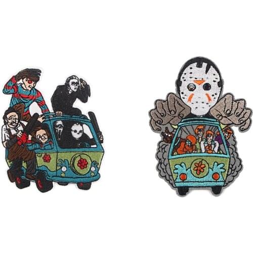 E2132 Horrror Movie Character DIY Embroidered Patches for Clothing Iron on Patch Applique Badge Patches Garment Accessory