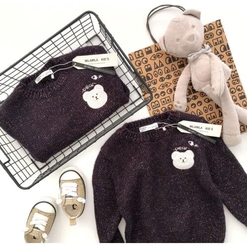 Tonytaobaby Autumn and Winter New Boys and Girls Colorful Little Bear Embroidered Cotton Sweater