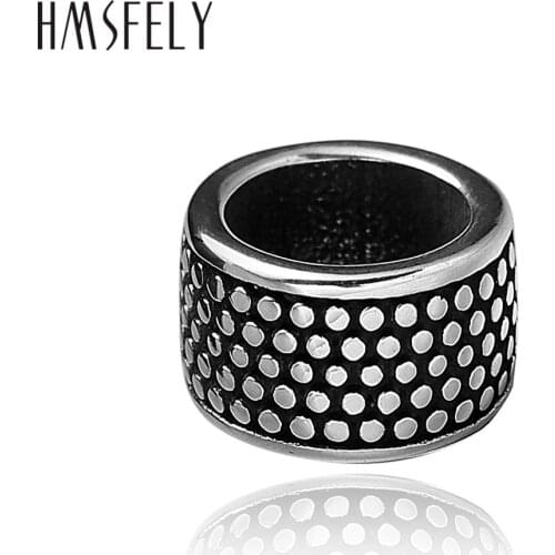 HMSFELY Stainless Steel 8mm Hole Size Dense Dots Beads Accessories For DIY Leather Bracelet Jewelry Making Bead Wholsale 5pcs