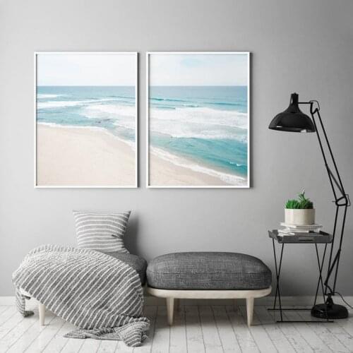 Modern Scandinavian Ocean Wave Photography Print Landscape Poster Canvas Painting Wall Art Picture for Living Room Home Decor