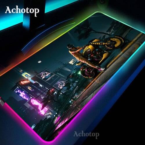 Cyber Anime Luminous RGB LED Light Desktop Gaming Mouse Pad Cushion Computer Accessory Mouse Carpet Gamer Mouse Mat XXL Desk Mat