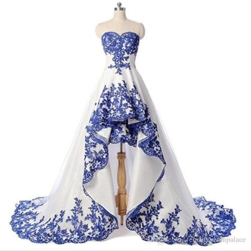 Sweetheart 2019 Lace Appliqued Hi-Lo White Formal Dress Party Plus Size Evening Gown Front Short Back Long Vestido de fiesta