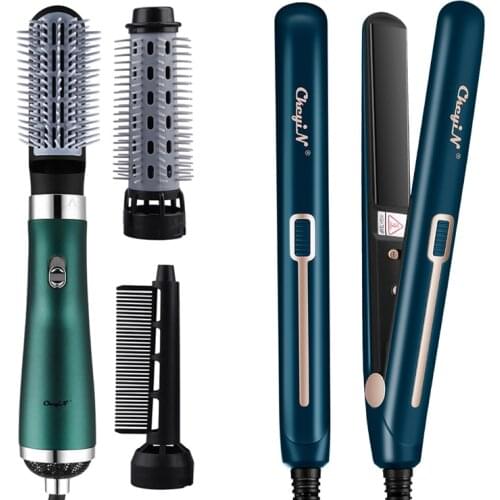 Multifunction Hair Styling Tool Flat Iron Hair Straightener Curler Professional Hot Air Comb Powerful Low Noise Hair Dryer Brush