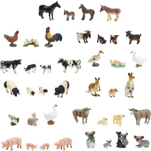 Simulation Parent-child Family Animal Model Toys Set Realistic Dog Duck Kids Toy