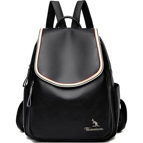 Fashion High Quality Rim Lychee Pattern Leather Backpack For Women Luxury Design Ladies Backpack Large Capacity Travel Backpack