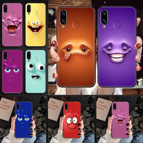 Cartoon funny face 3D Phone case For Huawei Honor 6 7 8 9 10 10i 20 A C X Lite Pro Play black fashion cell cover pretty prime