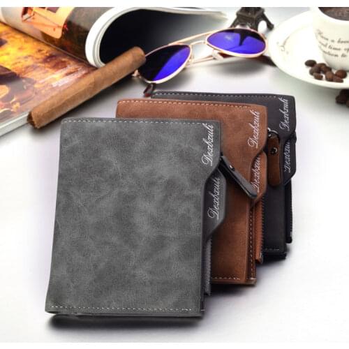 Retro PU Mens Short Wallet Korean Student Multi-Function Zipper Wallet Multi-Card Position Retro ID Card Bag Casual Wallet
