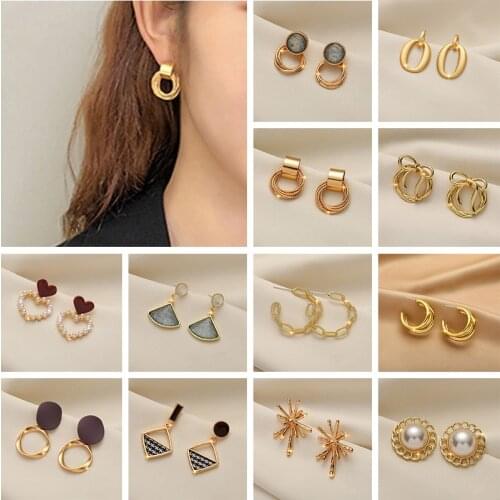 New 925 Silver Needle Earrings for Women Annular Sector Rhombus Pearl Heart-shaped Tassel Shape Various Jewel Earrings