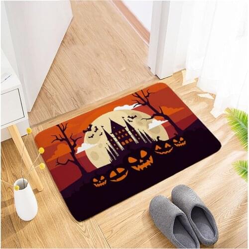 Newly Halloween Doormat Multi-purpose Absorbent Non-Slip Blanket Creative Printed Door Mat for Kitchen Bedroom Bathroom