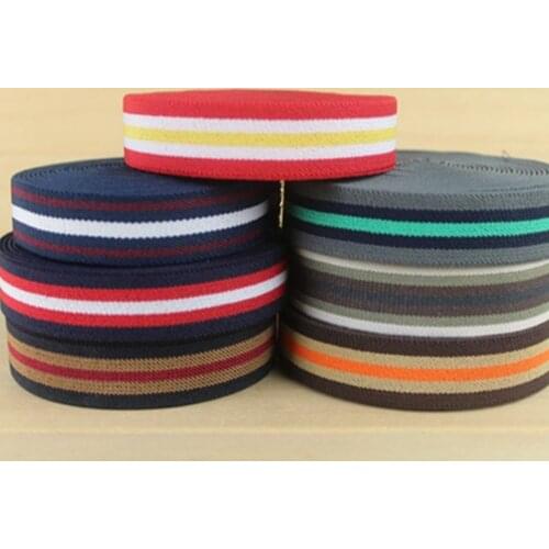 Wholesales 50 yard 2.5cm Thick Stripe Elastic Polyester Webbing Tape Bag Straps Belt Waistband Webbing Upholstery furniture