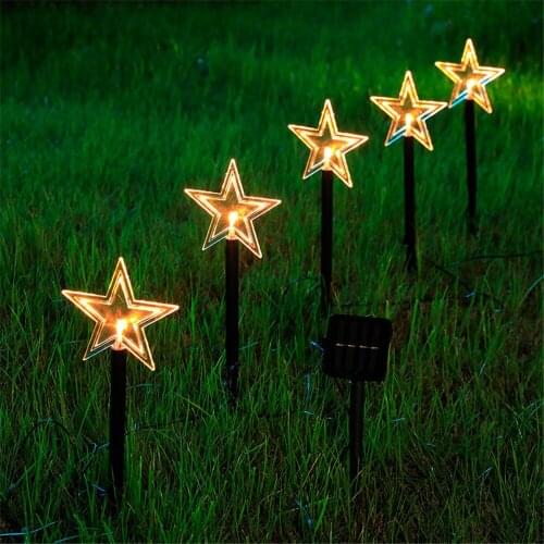 Solar Garden Underground 1 to 5 String Light 2.2M Christmas Decoration Star/Snowflake Holiday Lighting for Pathway,Lawn,Party
