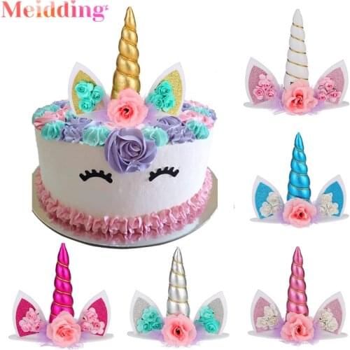 Horn Unicorn Cake Topper Unicorn Cake Decorations Wedding Cake Toppers Unicorn Accessories Kids Birthday Party Baby Shower