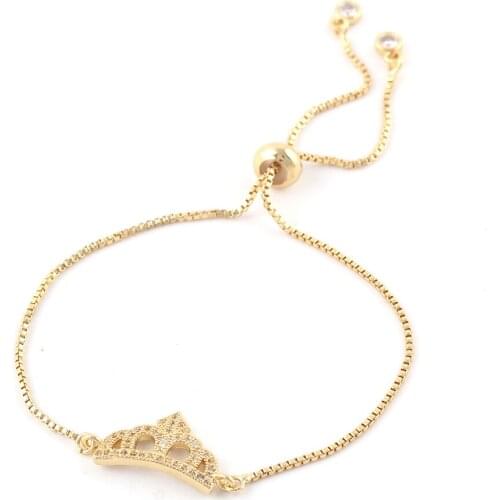 Luxury CZ white zircon Queen Crown Charms bracelet Adjustable Link Chain women bracelets & bangles for women Jewelry accessories