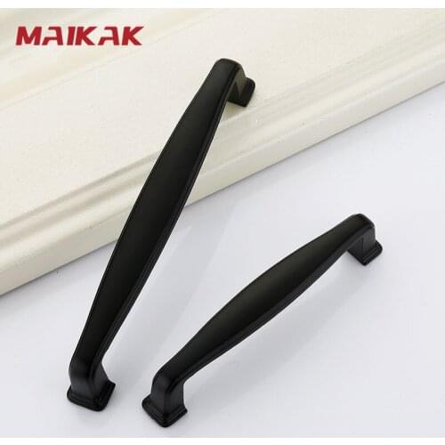 MAIKAK Modern Aluminum Alloy Black Cabinet Handles Kitchen Cupboard Door Pulls Drawer Knobs Fashion Furniture Hardware