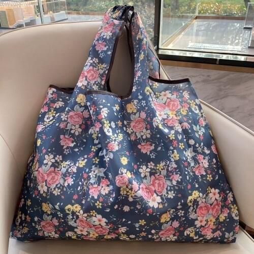 Large Capacity 20L Ripstop Fabric Tote Bag Reusable Shopping Bag Nice Printing Eco-Friendly Grocery Bag Women Handbags