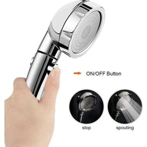 3-Function Bathroom Shower Head With Switch On/off Button High Pressure Filter Bath Head Handheld Water Saving Shower Big Deal