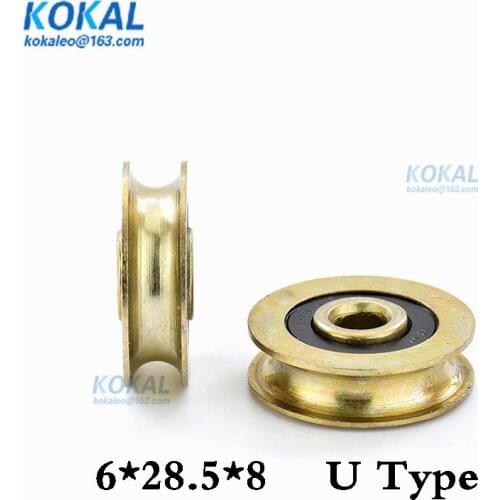[U0628.5-8]1PCS high quality chrome steel Gcr15 U V Groove ball bearing roller wheel U pulley with inner 6.4mm 0628UU