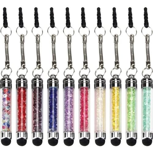 Universal Crystal Capacitive Screen Touch Pen plastic Stylus for Smart Cell Phones Tablets Pens with Dust Plugs 200pcs/lot