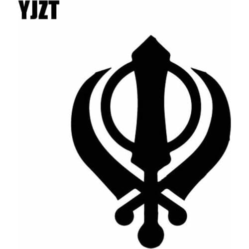 YJZT 10CM*13.4CM SIKH Khanda Religious Symbol Vinyl Decal Mysterious Car Sticker Delicate Black/Silver C27-0267