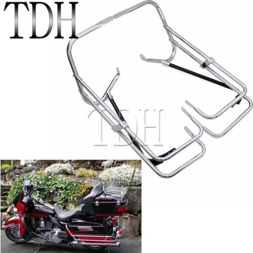 Motorcycle Rear Saddlebag Bracket Guard Bar Rail Crash Bar For Harley Touring Road King Street Glide FLHR FLHT FLTR 1997-2008