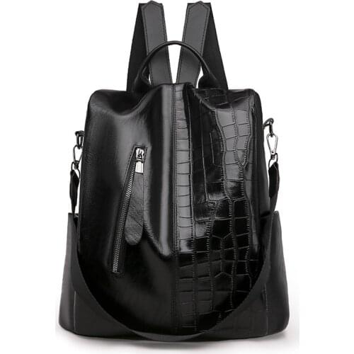Female Backpacks PU leather Women Rucksack Large Capacity School College Bags Anti-theft Travel Backpack big Shoulder Bags black