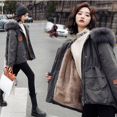 Lady Long Winter Grey Coat Women Hooded Down Parka Ladies New Warm Winter Jacket Women Loose Big Fur Collar Jacket Coat Jackets