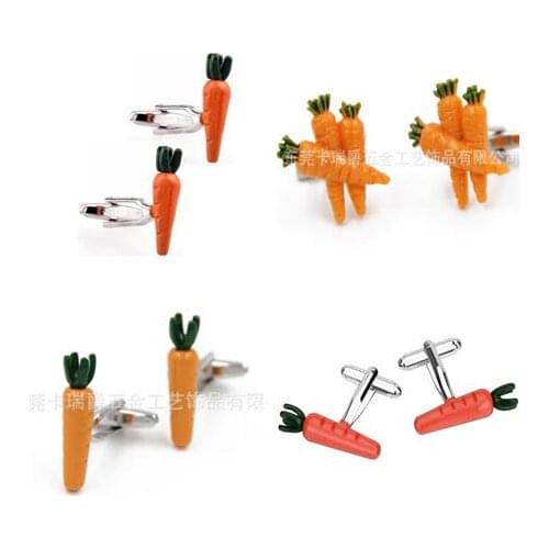 10pairs/lot Creative Red Carrot Cufflinks Vegetable Carrot Cuff Links Shirt Cuff Buttons Mens Jewelry Wholesale