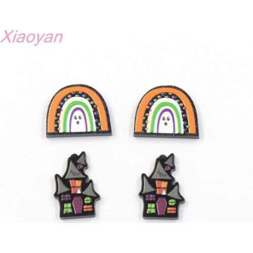 10pcs /lot) Halloween Rainbow For Earrings Ghose House Glitter Acrylic Party DIY Accessories