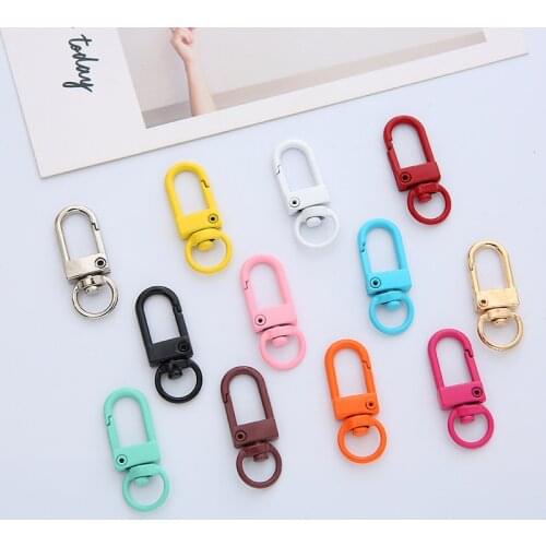 10Pcs Cute Candy Color Keychain Ring Metal Lobster Clasp Clip Bag Car Keychain DIY Charms For Jewelry Making Accessories Pendant