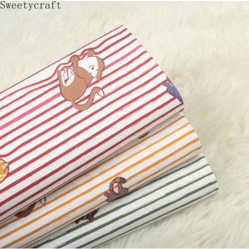 110x45cm Thick 100% Cotton Fabric Stripe Cat Cloth Sewing Dress Quilting Fabrics for Patchwork Needlework DIY Handmade Material