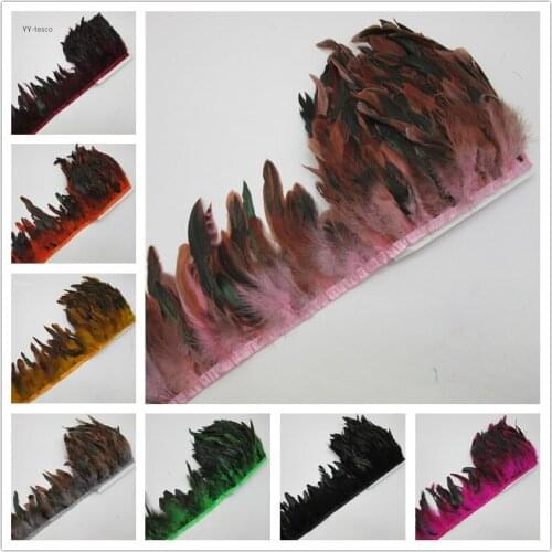 15-20CM Multicolor Chicken Rooster Tail Feather Trims Strip for Wedding Dress Skirt Party Clothing Decoration DIY Craft Making