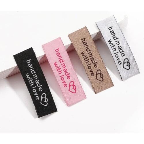 20pcs 50x15mm Handmade Tags Embroidery Printed Labels Clothes Flag Label Garment Label DIY Tags Craft Sewing Accessories