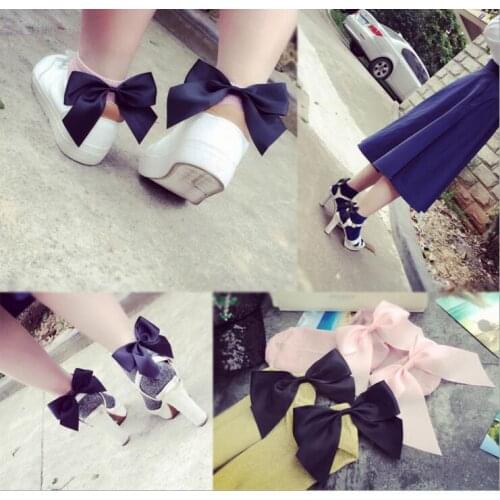 2017 Bow tie Harajuku goth punk series cool female essential hollow thin black fishnet short glitter socks women sexy socks