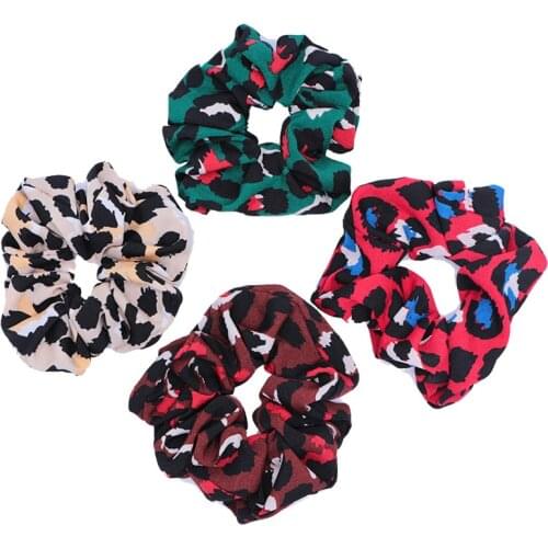 2019 Brand Designs Women Hair Circle Leopard Pattern Animal Print Scrunchy Girls Hair Rope For School Use Cloth Hair Ring
