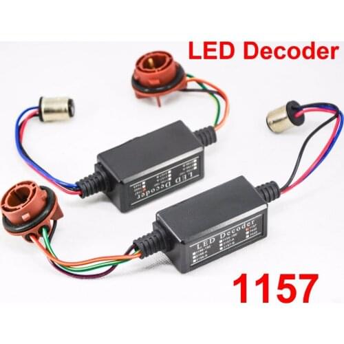 2x 1157 3157-A 3157-B 7443 LED Bulbs Error Free Canbus Canceler Adapter Decoder Fog Turn Brake Anti-Hyper Flash Blink 2 Contact