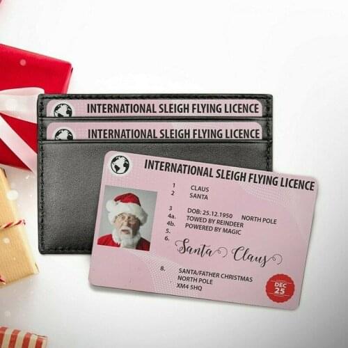 5x Creative Santa Claus Flight License Christmas Eve Driving Licence Christmas Gifts for Children Kids Christmas Tree Decoration