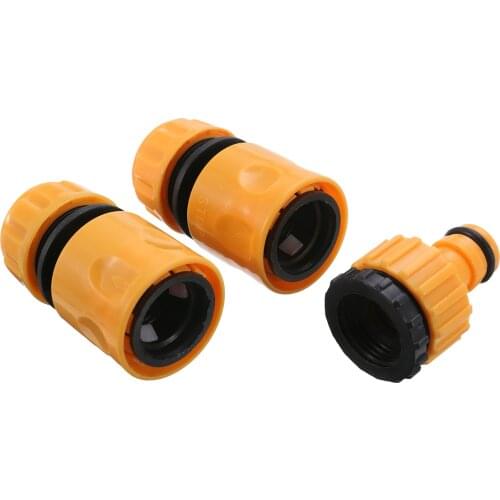 3PCS Fast Coupling Adapter Drip Tape For Irrigation Hose Connector With 1/2" 3/4" Barbed Connector Garden Irrigation Tool Yellow