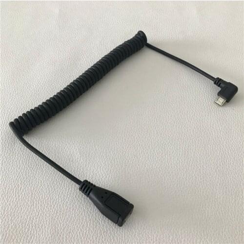 Micro USB Right Angle Adapter 5Pin Male to Female Data Transfer Extension Spring Cable Black 1.5M for Car Mobile Phone Android
