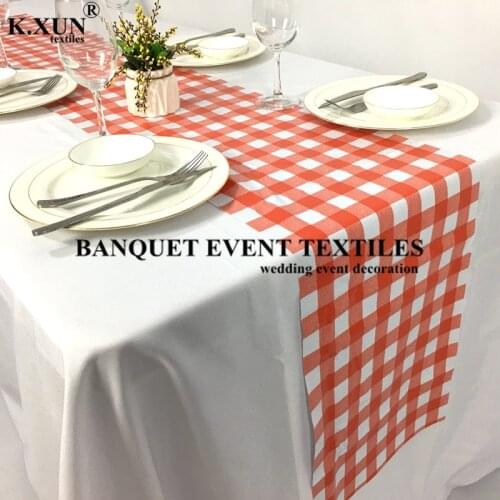 White And Red PVC Plaid Table Runner Banquet Tablecloth Runners For Wedding Event Party Decoration