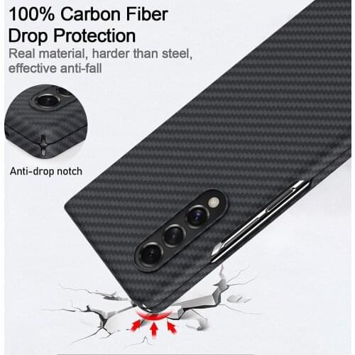 2021 Real Carbon Fiber Case For Samsung Galaxy Z Fold 3 5G Case Ultra Thin Aramid Fiber Back Cover Capa for Samsung Z Fold3 Fund