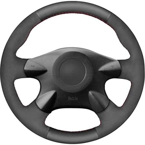 Hand Sew Black Genuine Leather Suede Car Steering Wheel Cover for Nissan Almera (N16) X-Trail (T30) Primera Sunny Avenir