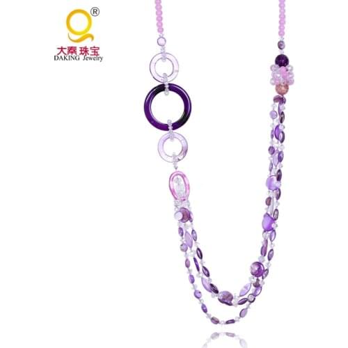 Daking multi color long necklace various shapes shell bead necklace DIY stone mixed jewelry womens best gift