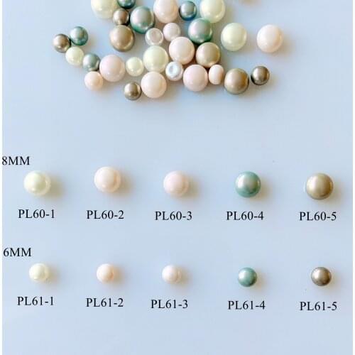 30pcs/bag 6MM/8MM AB Color Nail Art Flat-Back Pearl Decoration Nail Art Pearl Deco PL60/61