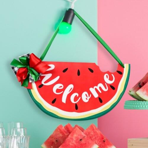 Wooden Watermelon Design Door Hanger Furniture Decoration Smooth Edges Without Burrs Durable Summer Welcome Wreath Sign