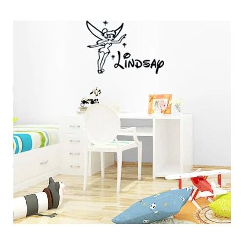 Customer-made Fairy Cartoon Kids Wall Stickers Personalized Any Girls Name Wall Decals Home Decor Vinyl A684