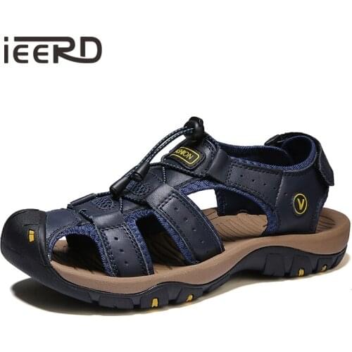 Classic Outdoor Men Sandals Breathable Summer Men Shoes Leather Beach Sandals Waterproof Sandalias Casual Footwear