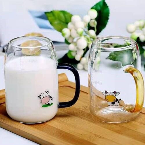Coffee Mug Water Bottle Measuring Cup Milk Tea Handle Borosilicate Glass Cup for Women Kids Boys Girls Liquid Juice Cups