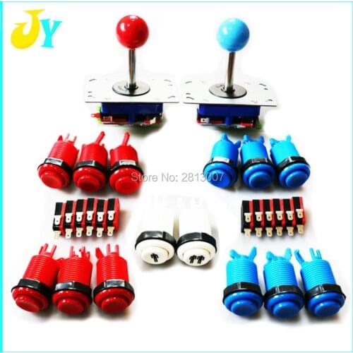 2 Player Arcade Control Kit - 2 Ball Top Zippy Long shaft Joysticks, 14 HAPP Push Buttons Arcade parts Bundles kit MAME JAMMA